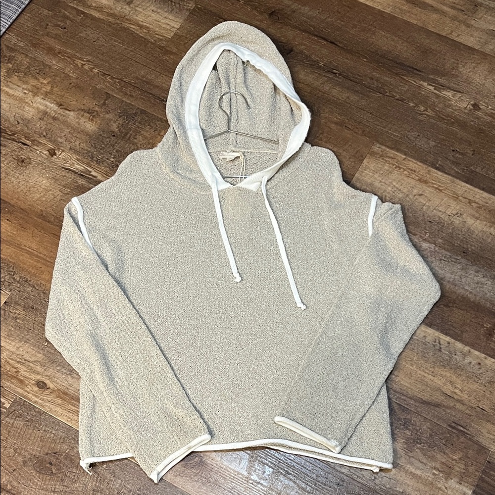 Hem & Thread Cozy Beige  Hooded Sweater - NWT Sz L